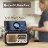 Zunate Retro AM FM Radio with Bluetooth 5.0, Solar Power, USB/TF Card Playback, Portable Rechargeable Speaker for Outdoor Camping, Emergency & Home Use (Black) view 3
