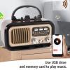 Zunate Retro AM FM Radio with Bluetooth 5.0, Solar Power, USB/TF Card Playback, Portable Rechargeable Speaker for Outdoor Camping, Emergency & Home Use (Black) view 4