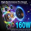 BOHINI Bluetooth Speaker, 160W Peak Powerful Loud Stereo Sound Deep Bass Wireless Boombox Portable Large Party Speakers with Subwoofer TWS Pairing Dynamic LED Light for Outdoor Camping Backyard Events view 2