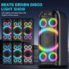 BOHINI Bluetooth Speaker, 160W Peak Powerful Loud Stereo Sound Deep Bass Wireless Boombox Portable Large Party Speakers with Subwoofer TWS Pairing Dynamic LED Light for Outdoor Camping Backyard Events view 3