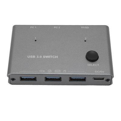 3 Port USB Selector Switch,2 Computers Share 3 USB 3.0 Devices,Support Memory Card Reading, for Wins, OS X, Linux