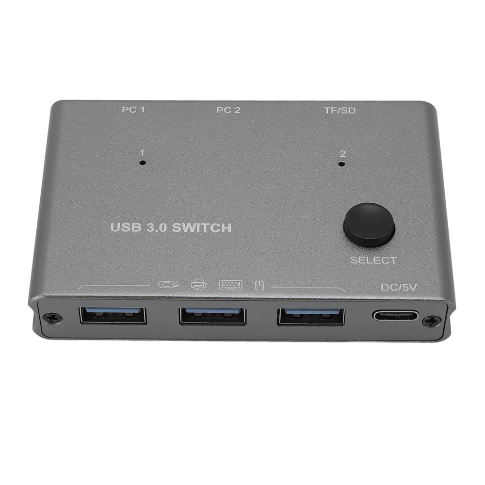 3 Port USB Selector Switch,2 Computers Share 3 USB 3.0 Devices,Support Memory Card Reading, for Wins, OS X, Linux