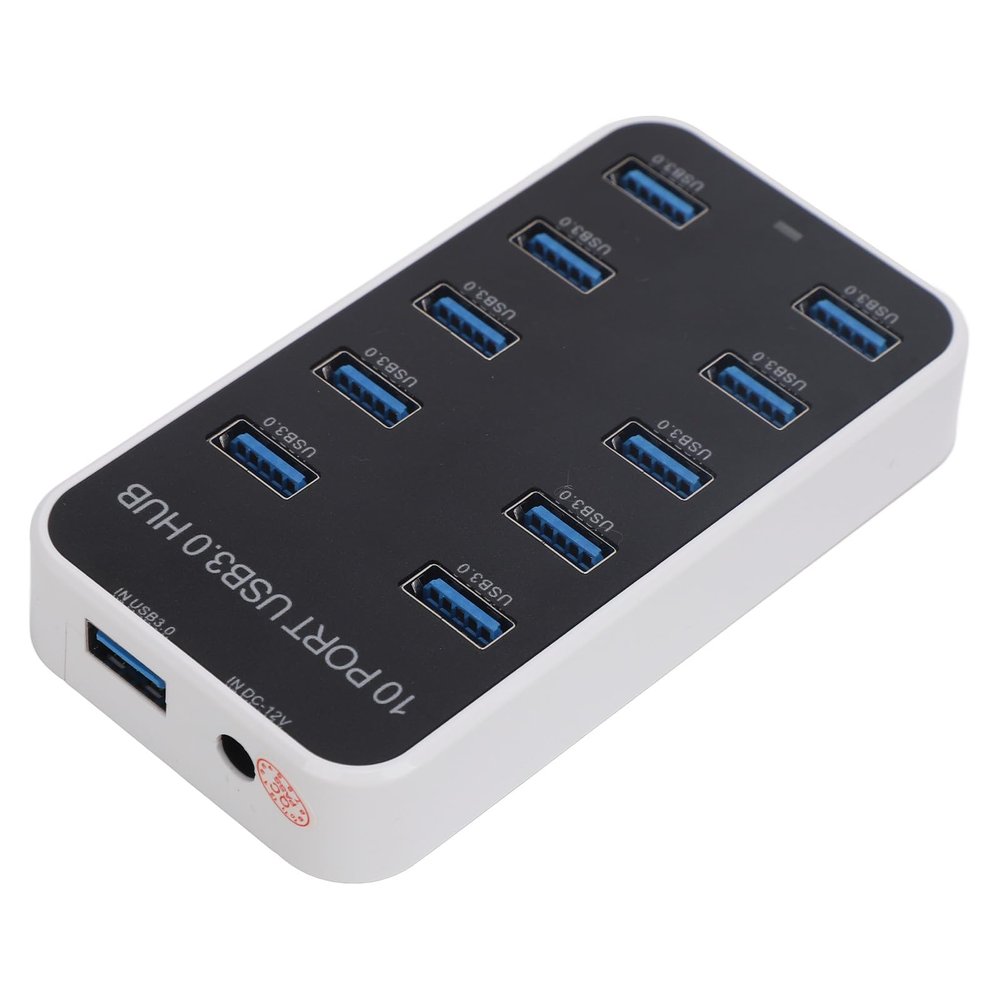 10 Port USB 3.0 Hub, USB Extender with DC12V-24V Power Supply, Multi Port Dock for Efficient Device Connection and Expansion