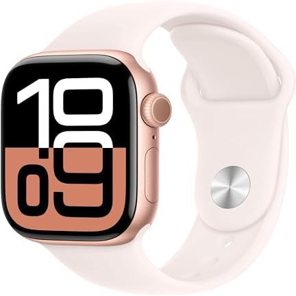 Apple Watch Series 10 [GPS, 42mm] - Rose Gold Aluminum Case with Light Blush Sport Band, S/M (Renewed Premium)