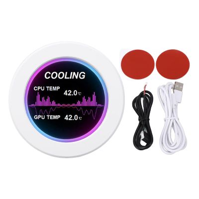 2.1 Inch Round LCD Display Screen, 480x480 Resolution, IPS, 360 Degree Rotation, Aluminum Alloy, White, Type C Interface