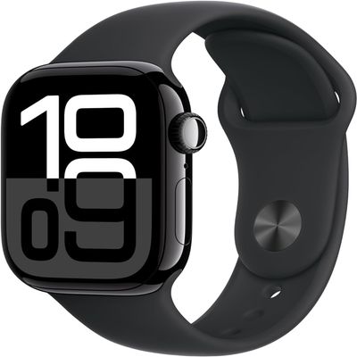 Apple Watch Series 10 [GPS, 42mm] - Jet Black Aluminum Case with Black Sport Band, S/M (Renewed Premium)