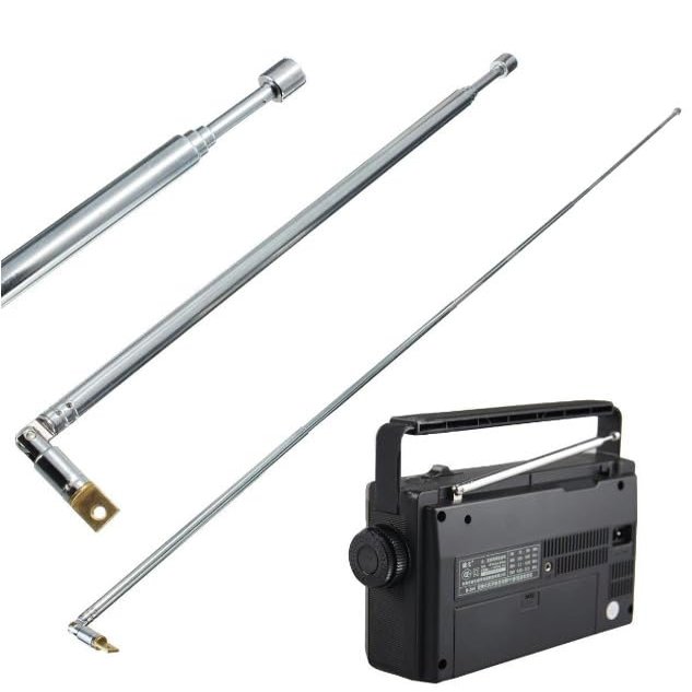 3pcs Radio TV Antenna 5 Section Telescopic Aerial Replacement Connector For TV