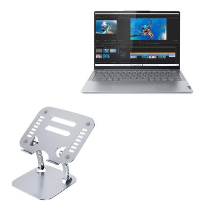 BoxWave Stand and Mount Compatible with Lenovo Slim 7 2-in-1 Multi-Touch (14 in) - Executive VersaView Laptop Stand, Ergonomic Adjustable Viewing Angle Metallic Riser - Metallic Silver