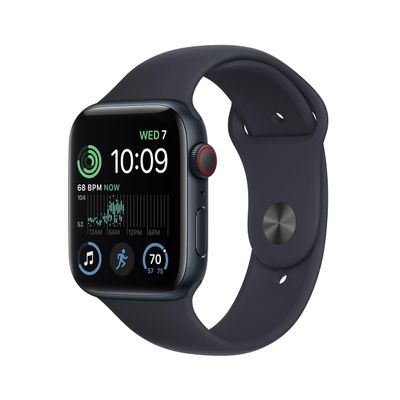 Apple Watch SE (2nd Gen) [GPS + Cellular, 44mm] - Midnight Aluminum Case with Midnight Sport Band, S/M (Renewed Premium)