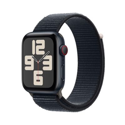 Apple Watch SE (2nd Gen) [GPS + Cellular, 44mm] - Midnight Aluminum Case with Midnight Sport Loop Band, M/L (Renewed Premium)