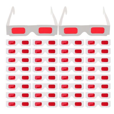 CIYODO 50pcs Red-Red 3D Glasses - 3D Paper Glasses Ppaper Frame Lens for Movies Games Science Experiments for Family Entertainment and Classroom Use