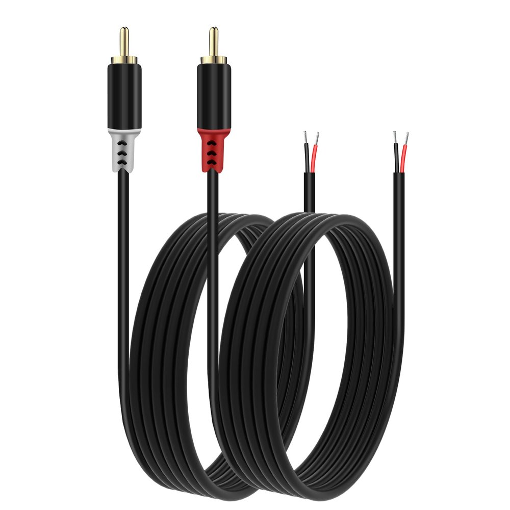 caojunzhen RCA to Speaker Wire Adapter, 2 Bare Wire Speaker Cables to RCA Plug Adapter for Audio Video AV Receiver TV Subwoofer - 20AWG, 9.8ft