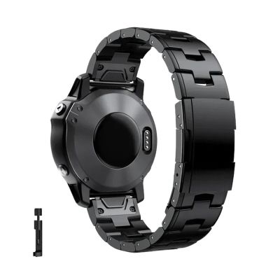 26mm 22mm Quickfit Titanium Strap For Garmin Fenix 8 6/6X/6XPro/7/7X/5/5X/5XPlus/3 Metal Release Watch Band For Forerunner 945 935 Accessories(Black,26mm(7x/6x/5x))
