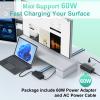 11 in 1 Docking Station with 4K@60HZ HDMI+VGA, Pro Docking Station Power Supply for Pro 11/10/9/8/X/7/6/5/4/3, Laptop Go, Laptop 6-1, Book 3/2/1 view 4