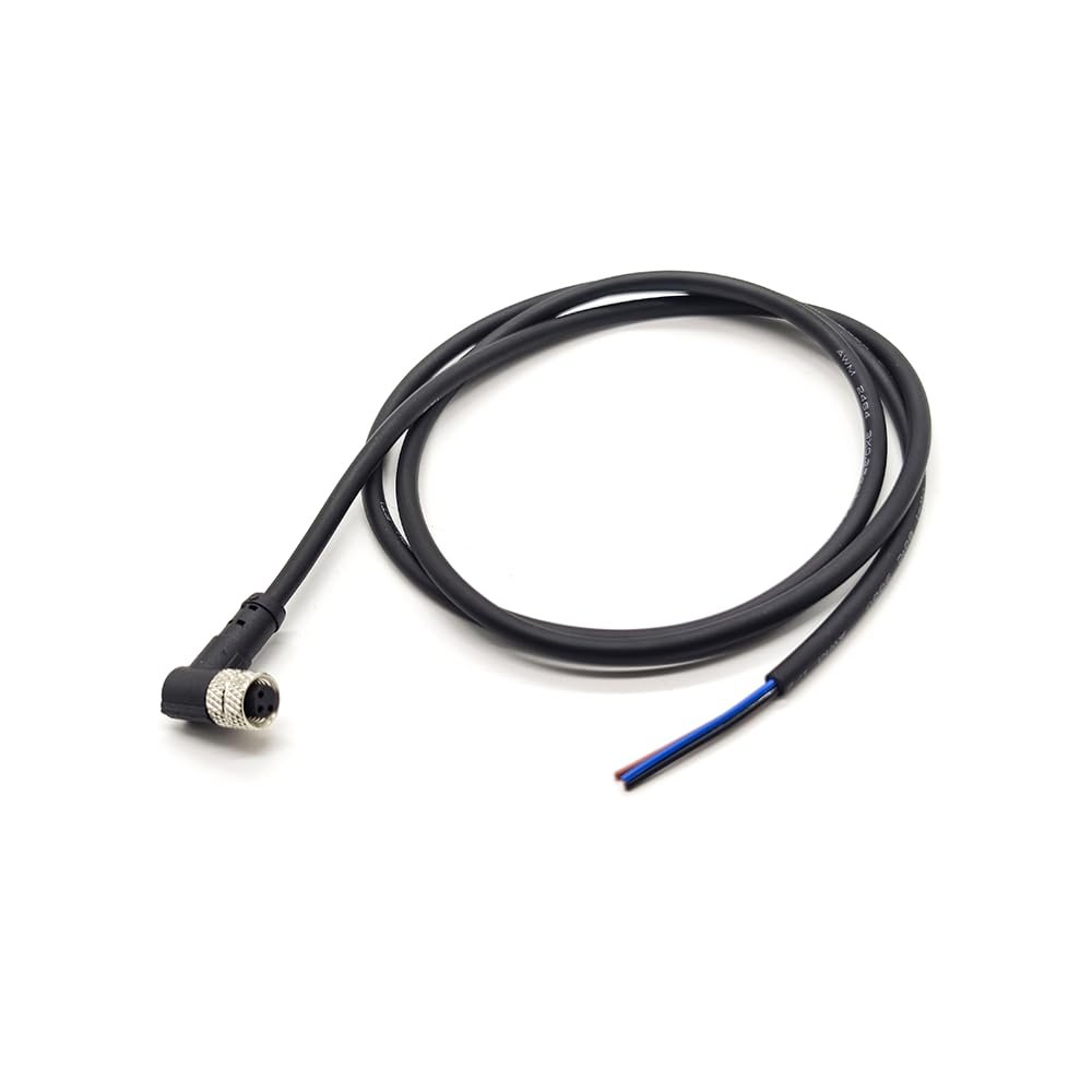 16.4ft M8 3 Pin Female Connector Cable, A Code Right Angle Single Female Profibus Cable Electrical PVC Sensors Cable Industrial Molded Cable for Fieldbus Module AWG24 60V 4A (5 Meter)