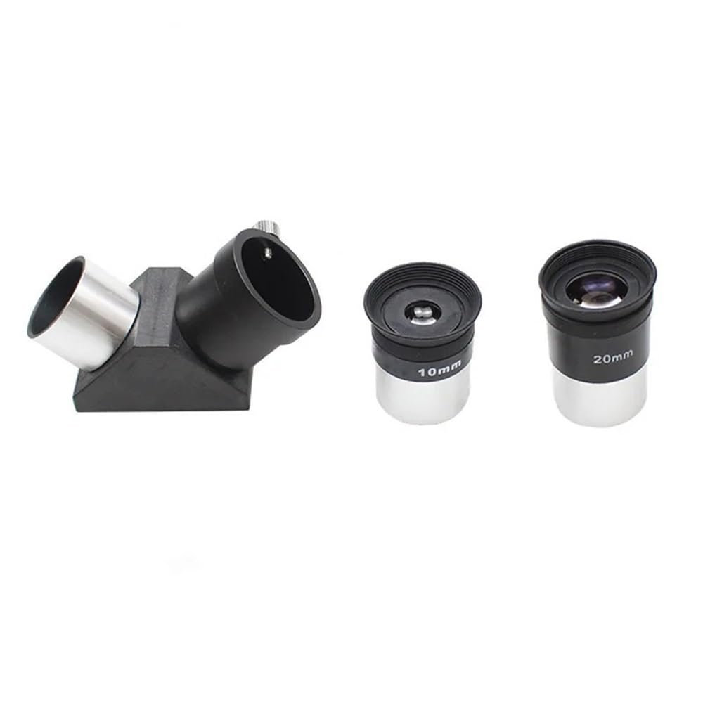 10mm 20mm Eyepiece 1.25" 90 Degree Erecting Prism Diagonal Adapter Set for Telescope