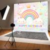 10X8ft Rainbow Birthday Backdrop for Girls Pastel Star Happy Birthday Banner Photo Backdrop Colorful Sprinkled Vibrant Rainbow Theme Kids Celebration Background view 3