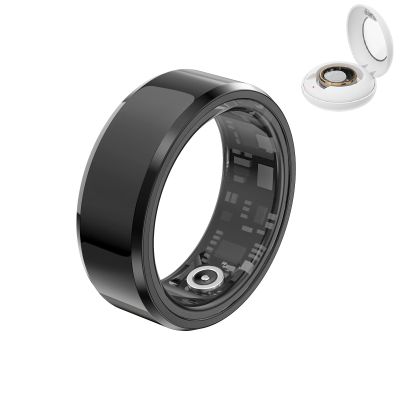 UEGFSIJRF Sleep Fitness Tracker,Smart Ring Health Tracker Ip68 Waterproof Temperature Monitoring Pedometers Multifunctional Wearable for Outdoor Sports(Black+Charging case,#11)