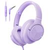 Botesty Sound Headphones Wired with Microphone, Over Ear Foldable 3.5mm Plug in Headphones with 4.9ft Tangle-Free Nylon Cord for Tablet, Laptop, MP3/4, School, Airplane Travel (Purple) view 1