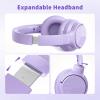 Botesty Sound Headphones Wired with Microphone, Over Ear Foldable 3.5mm Plug in Headphones with 4.9ft Tangle-Free Nylon Cord for Tablet, Laptop, MP3/4, School, Airplane Travel (Purple) view 3
