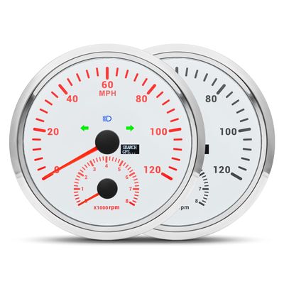 ARTILAURA 110mm 4-3/8" GPS Speedometer with Tachometer Boat 120 MPH Speedometer 8000RPM Tacho AUTO Gauge Waterproof for Marine AUTO Car Truck(White)