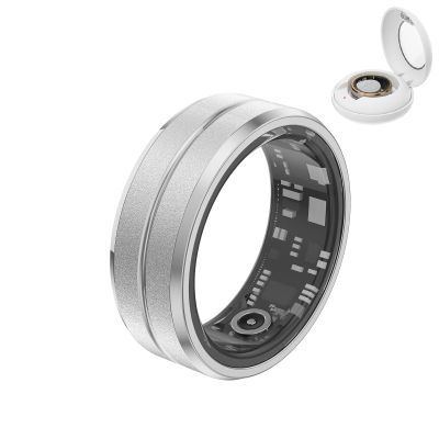 UEGFSIJRF Sleep Fitness Tracker,Smart Ring Health Tracker Ip68 Waterproof Temperature Monitoring Pedometers Multifunctional Wearable for Outdoor Sports(Silver+Charging case,#11)
