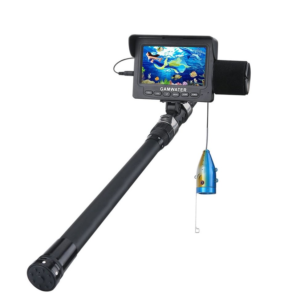 Video Fish Finder 4.3 Inch LCD Monitor 1000TVL Underwater Fishing Camera Kit 12PCS LED IR Lights for Winter Ice Lake Sea Fishing for Fish Discovery (Black F008G)