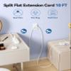 Split Extension Cord 10FT (5FT on Each Side), Single Flat Plug Twin Extension Cord with 4 AC Outlets, 2 USB-A & 3 USB-C(24W/4.8A), Nightstand Charging Station for Bedroom Dorm Room Home, His and Hers view 2