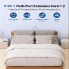 Split Extension Cord 10FT (5FT on Each Side), Single Flat Plug Twin Extension Cord with 4 AC Outlets, 2 USB-A & 3 USB-C(24W/4.8A), Nightstand Charging Station for Bedroom Dorm Room Home, His and Hers view 3