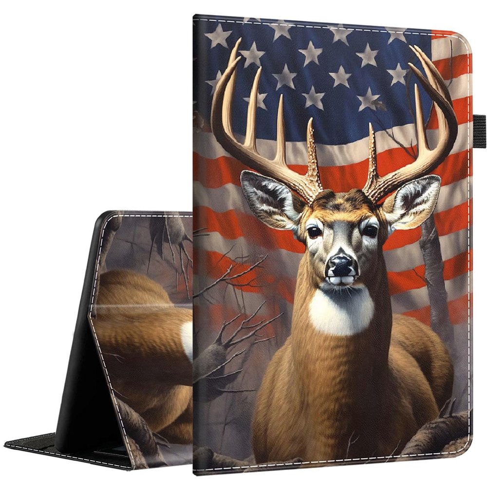 Case for 6.8" Kindle Paperwhite (11th Gen-2021) and Kindle Paperwhite Signature Edition, Light Shell Cover with Auto Wake/Sleep for Kindle Paperwhite 2021 E-Reader American Flag Deer