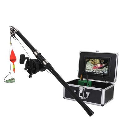 Aluminum Alloy Underwater Fishing Video Camera Kit 6W IR LED Lights with 7" Inch HD Color Monitor Sea Wheel 15m 25m 3m Cable for Fish Discovery (Black F007MSW)