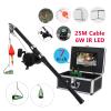 Aluminum Alloy Underwater Fishing Video Camera Kit 6W IR LED Lights with 7" Inch HD Color Monitor Sea Wheel 15m 25m 3m Cable for Fish Discovery (Black F007MSW) view 2