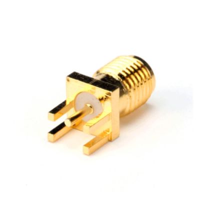 100PCS 1.6mm Compatible With SMA Female Jack Solder Nut Edge PCB Clip Straight Mount Gold Plated RF Connector Receptacle Solder Adaptor