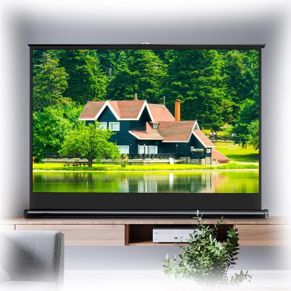 BEWEGNLNHK 20 30 40 50Inch Mobile Projector Screen Manual Pull Up Projection Screen Portable HD 4K Movie Screen, Outdoor Movie Projection Screen Pull-Out Style(20inch 16:9)