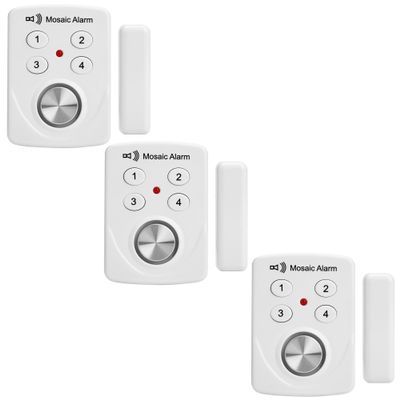 3 Pack Door Alarms with Delay When Left Open 130db Window Break Sliding Siren Vibration Detect Sensor for Home, Apartment Security. Keypad Intruder Burglar Entry Alert. Pool Alarm for Kids Safety