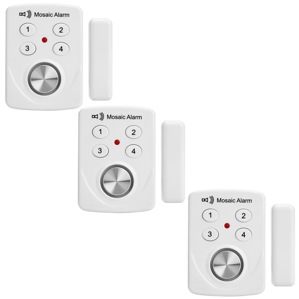 3 Pack Door Alarms with Delay When Left Open 130db Window Break Sliding Siren Vibration Detect Sensor for Home, Apartment Security. Keypad Intruder Burglar Entry Alert. Pool Alarm for Kids Safety