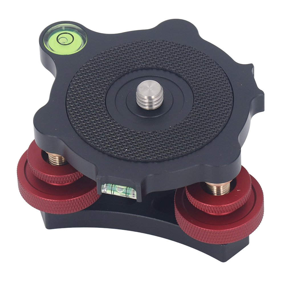 Camera Leveler Base, Tripod Head Leveling Base, Triple Wheel Base with Bubble Level, 3 Dial Adjustment, 33.1lbs Load Capacity, Lightweight Aluminum Alloy Construction
