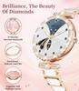 ESFOE Smart Watches for Women,1.19 AMOLED Smartwatch for Android iOS Phone,IP68 Waterproof Fitness Tracker Watch with Heart Rate Sleep Monitor 100+ Sports Pedometer,Ceramic(Answer/Make Calls) view 2