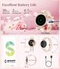 ESFOE Smart Watches for Women,1.19 AMOLED Smartwatch for Android iOS Phone,IP68 Waterproof Fitness Tracker Watch with Heart Rate Sleep Monitor 100+ Sports Pedometer,Ceramic(Answer/Make Calls) view 4
