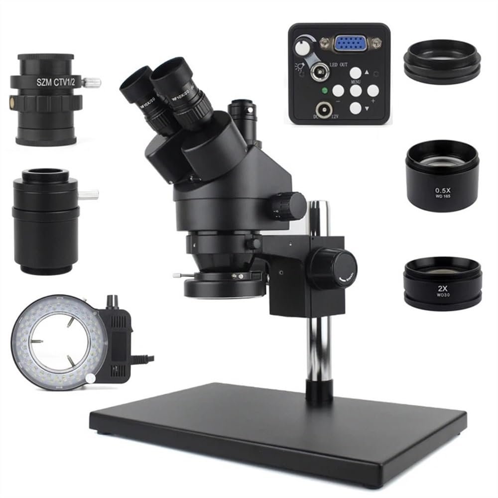 Microscope Observation for Phone PCB Soldering Repair Lab Industrial 7X 45X Simul Focal Trinocular Stereo Microscope 4K 2K 48MP 1080P VGA HDMI USB Camera(13MP VGA)