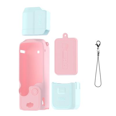 XBERSTAR Pocket 3 Silicone Case for DJI OSMO Pocket 3 Case Silicone Cover Lens Screen with Anti-Lost Rope, Pink Blue