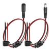 1 Pair DC5521 Power Pigtails Cable with Fuse YACSEJAO 1FT 20AWG DC 5.5MM x 2.1MM Male+Female Plug to Bare Wire Open End Power Wire Supply Repair Cable view 1
