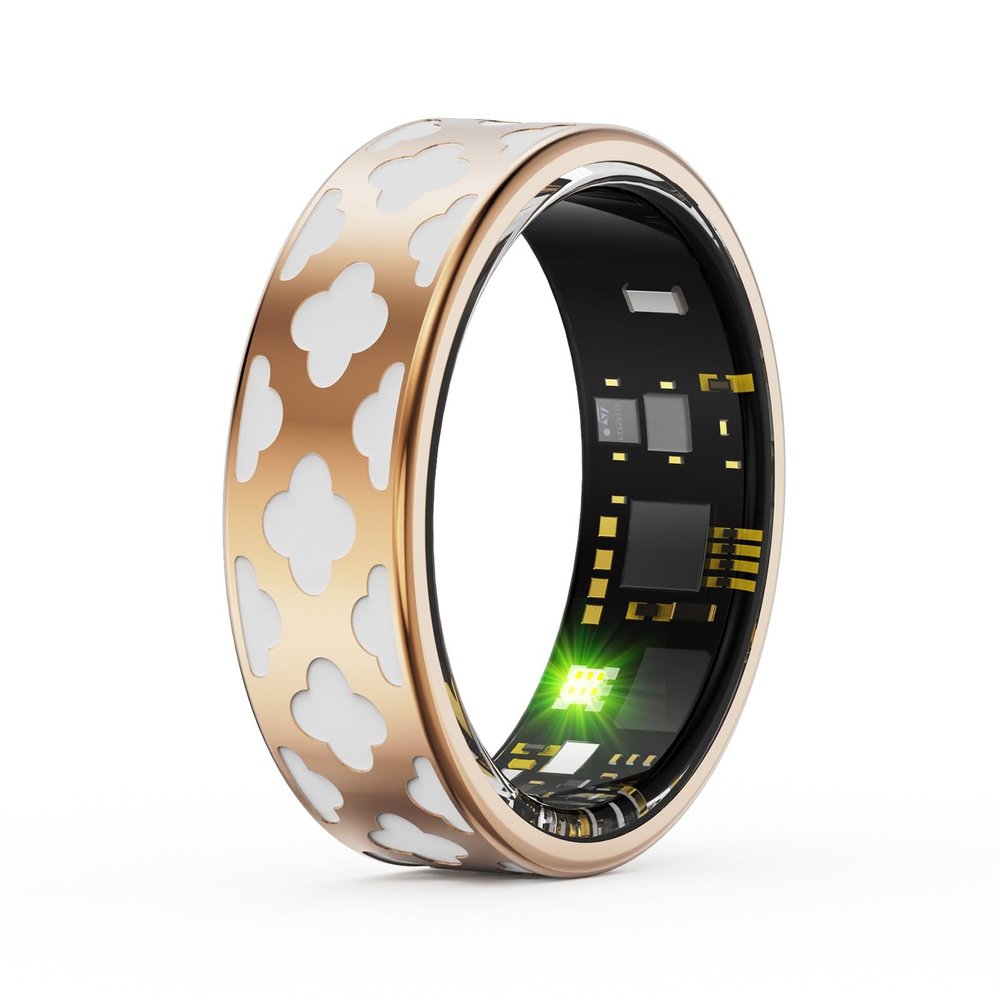 UEGFSIJRF Enamel Smart Ring,Smart Wearable Ip68 Waterproof Health Ring Step Counting Records Sleep Calories Exercise Tracker Fitness Tracker Sport Ring(Gold,#12)