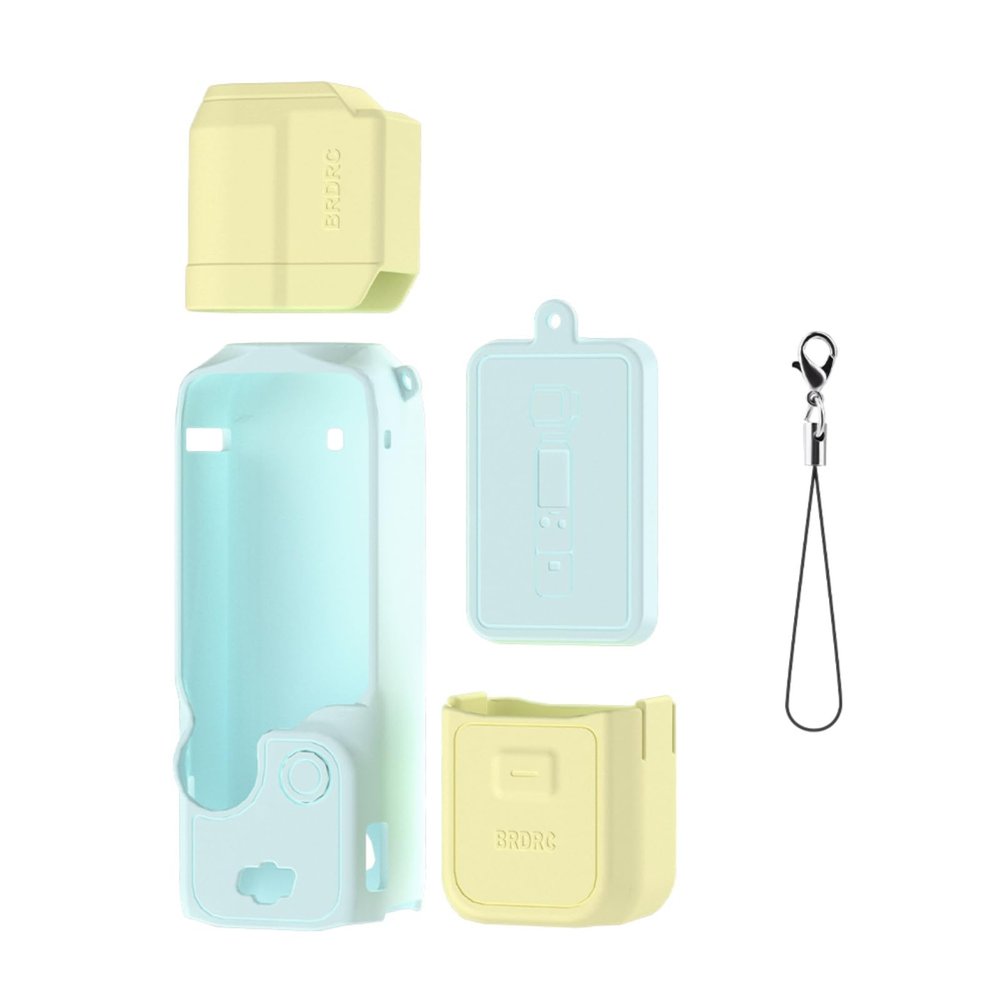 XBERSTAR Pocket 3 Silicone Case for DJI OSMO Pocket 3 Case Silicone Cover Lens Screen with Anti-Lost Rope, Blue Yellow