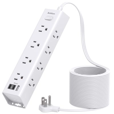 15Ft Extension Cord with Multiple Outlets, Addtam Flat Plug Power Strip Surge Protector with 15 Ft Long Cord,12 Outlet 3 USB Ports (2USB C), Desk Charging Station for Home College Dorm Room Essentials