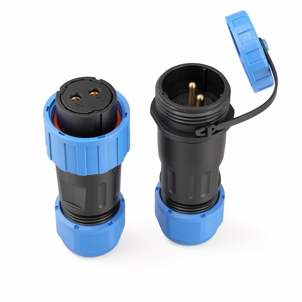 ZBLZGP TY20 Docking 2 Pin 25A Solder-Free Connection IP68 Straight Outdoor Male Female Reverse Mount Power Plug Circular Waterproof Connectors for Outdoor LED