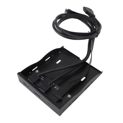 Serounder 3.5 Inch Floppy Panel, 3Ports Type C USB3.0 PC Front Panel Bracket USB 19PIN Type E Input Interface Floppy Drive Panel USB A 5Gbps Type C 10Gbps 20Gbps Transfer Rate