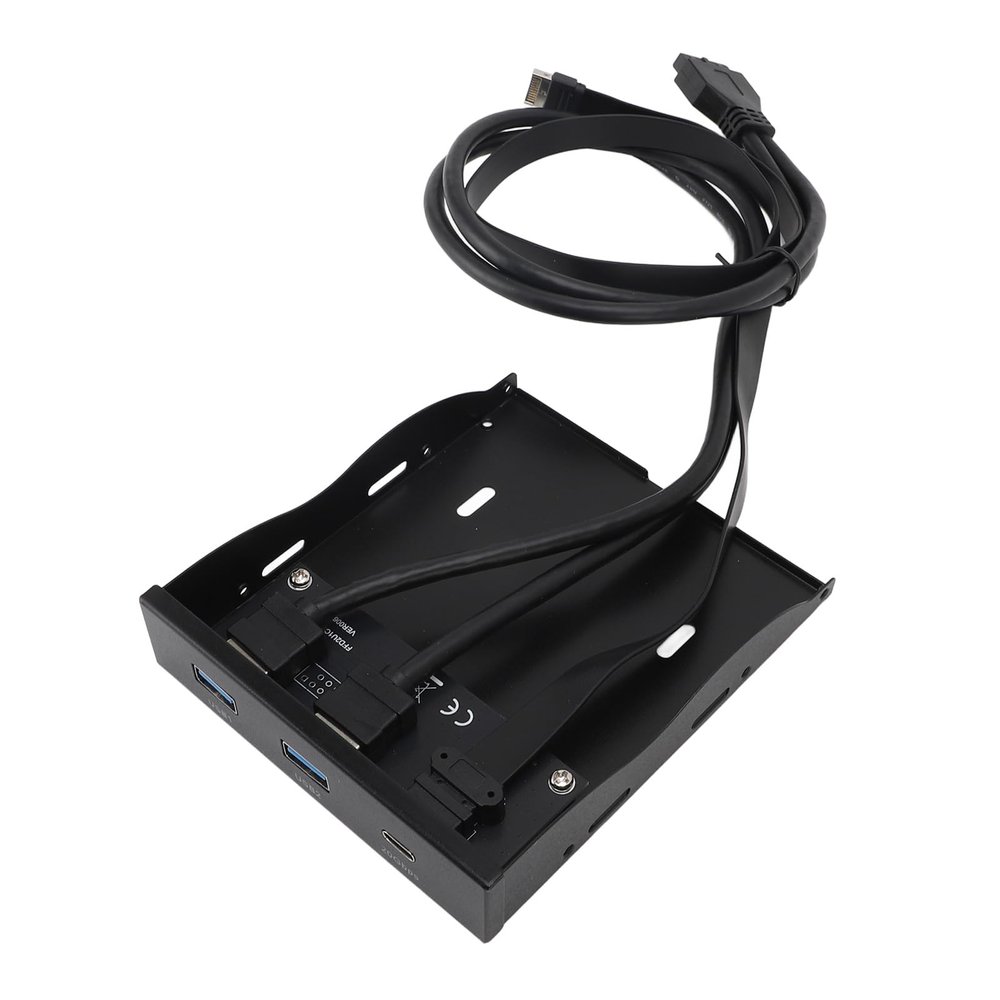 Serounder 3.5 Inch Floppy Panel, 3Ports Type C USB3.0 PC Front Panel Bracket USB 19PIN Type E Input Interface Floppy Drive Panel USB A 5Gbps Type C 10Gbps 20Gbps Transfer Rate