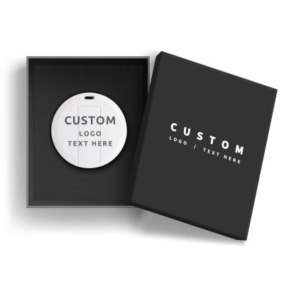 Custom Round Card USB Drive, 50 Pack Personalized USB Flash Drive with Company Logo, High-Speed USB 2.0 Perfect for Students and Businesses (4G,with Gift Box)