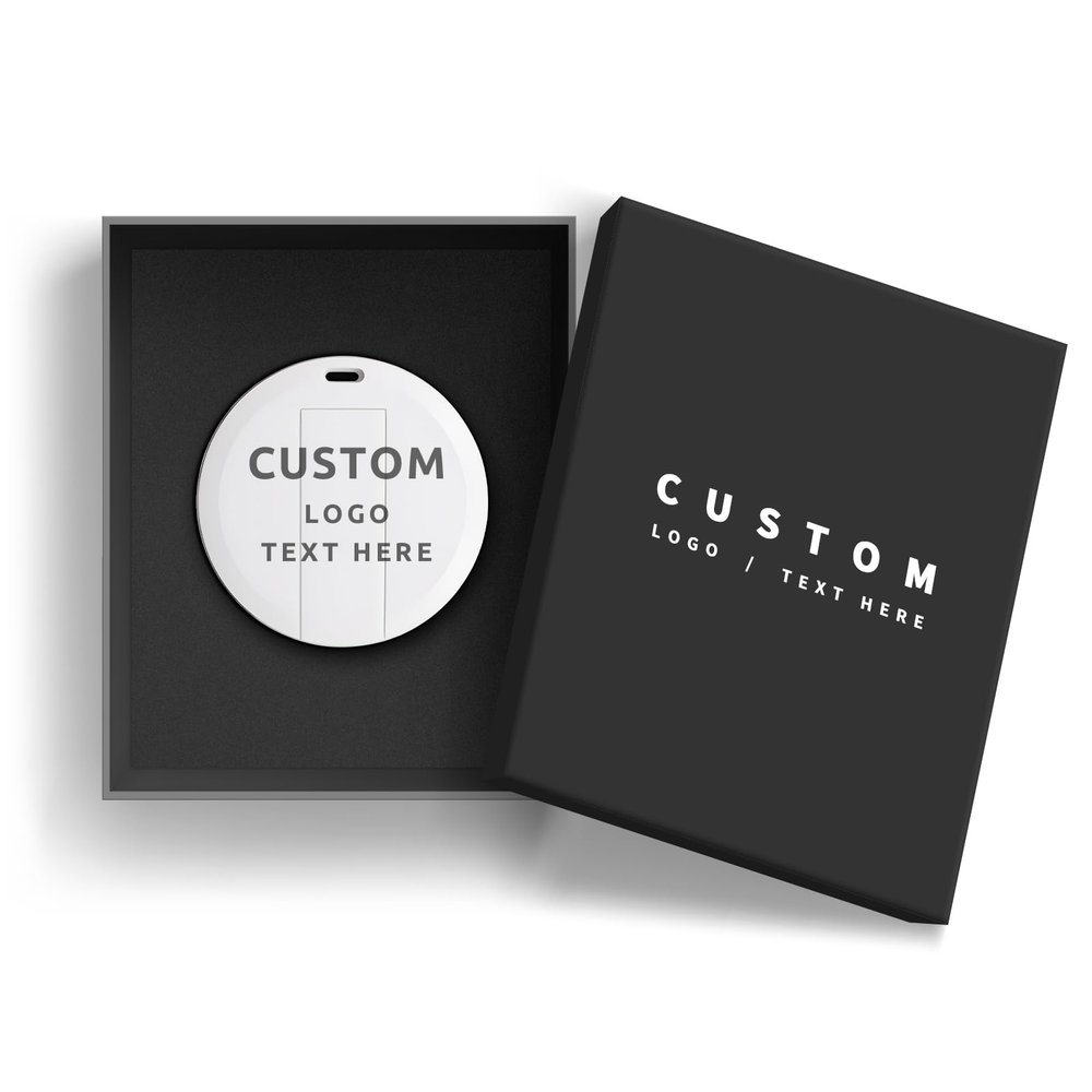 Custom Round Card USB Drive, 50 Pack Personalized USB Flash Drive with Company Logo, High-Speed USB 2.0 Perfect for Students and Businesses (4G,with Gift Box)